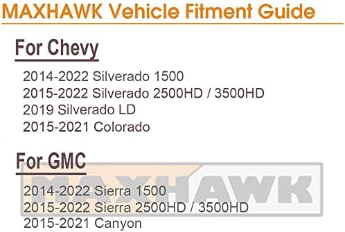 MAXHAWK LEITO COMPLETO PLACA DE LEITOS LED Substituição para 2014-2022 Chevy Silverado GMC Sierra 1500 2500HD 3500HD Caminhão de picape