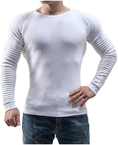 Masculino suéter leve colorida sólida o-gola onda slim fit mico de fundo de fundo