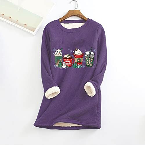 Iius inverno quente sherpa lã moletom feminino impressão de natal térmico tampo tops Casaul pullover espesso para dormir roupas