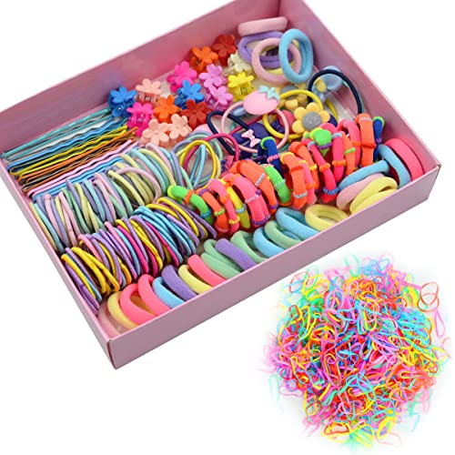 1195pcs colorido de cabelos elásticos de borracha de borracha clipes para garotas, clipes de cabelo de suporte de rabo de cavalo, mini