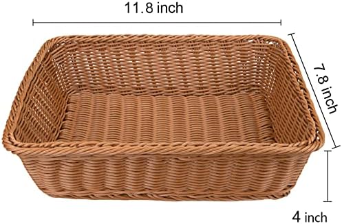 Yarlung 3 pacote de imitação de pacote cestas de pão tecido, cestas de frutas de vime poli de 11,8 polegadas para porção de alimentos,