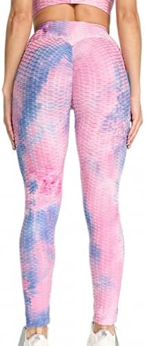 Tie Dye Butt Lift Leggings Para mulheres BOOLHO TEXTURIDO PALTAS DE YOGA HIGH SUBTIL