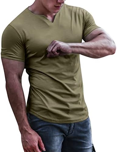 Camisetas de manga curta de verão masculino vil de cor sólida de cor sólida atlética Slim Fit Sport Sports Sports Basic