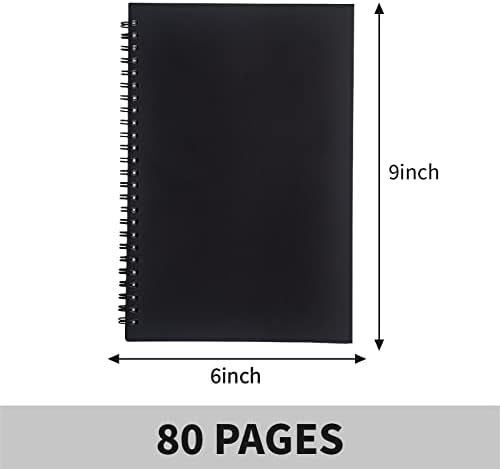 Caderno em espiral em branco dstelin, 1 pacote, capa macia, livro de esboço, 160 páginas / 80 folhas, 9 polegadas x 6 polegadas,