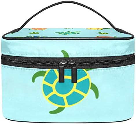 Bolsa de maquiagem de maquiagem de maquiagem azul de tartarugas marinhas para feminino bolsa de higiene saco de saco de