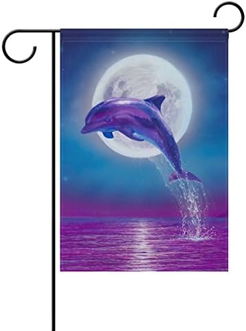 Especialhode Ethel Ernest Polyester Outdoor Bandle Dolphin saltando sob a bandeira do jardim de dupla luz da lua