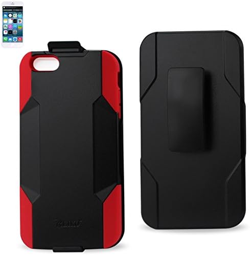 Caso de silicone Reiko com cobertura de protetor com kickstand embutido para iPhone 6 Plus 5.5 polegadas, iPhone 6s Plus 5,5 polegadas - embalagem de varejo - Red/Black