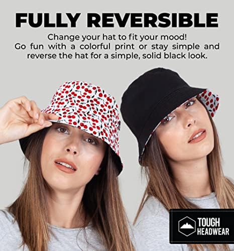 Chandeiro de cabeça de cabeça dura para homens, mulheres, adolescentes, meninas e chapéus reversíveis - chapéus de balde de verão - chapéus fofos