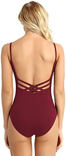 Hansber feminino sem mangas dança de balé colleta tira de tiras atléticas ginástica bodysuit de macacão de dança