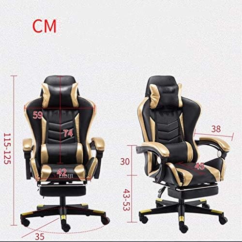 cadeira de escritório de ygqbgy cadeira de escritório cadeira de computador cadeira de couro pu cadeira de mesa de mesa PC PC Ergonomic Ajustável Cadeira de tarefa ajustável com apoio de cabeça e suporte lombar