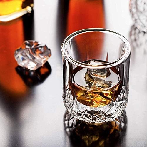 Whisky Decanter Whisky Glasses Double Wall, coquetéis de coquetel, copos escocês, vidro antiquado, vidro de pedras, copos de cristal, copos de vodka, copos de bebida, presentes, conjunto de 4 conjuntos de uísque