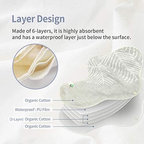 Pense em Eco FDA registrado [Pad Pad 3P do tipo impresso] almofadas de algodão reutilizável orgânico, almofadas menstruais,