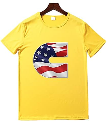 Camisas de vestido masculinas de verão Tees gráficos camisetas casuais 3d 4 de julho Padrão de bandeira T vintage T amarrar