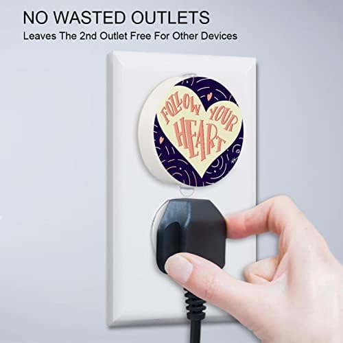 2 Pacote de plug-in Nightlight LED Night Lettering Heart Inspirational With Dusk-to-Dawn para quarto de crianças, viveiro,