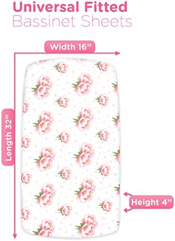 Folha de berços de bebê Conjunto para menino e menina, 3 pacote, universal instalado para colchão oval, de ampulheta e retângulo, lençóis ajustados de 32 x 16 x 4 polegadas, rosa rosa