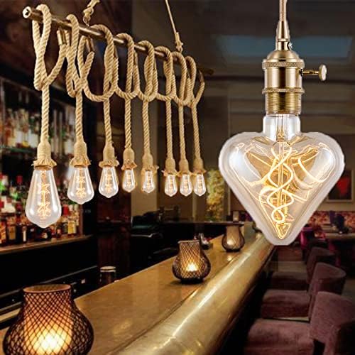 Ydjoo Heart Vintage Ediosn Lâmpada 4W Bulbos de filamento de estilo antigo Bulbos de coração LED LIGADOS EDISON BULBAS