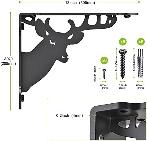 Suportes de prateleiras de veados de selaware suportes de prateleira de parede suportes de canto de metal, 12 x 8, cinta de canto,