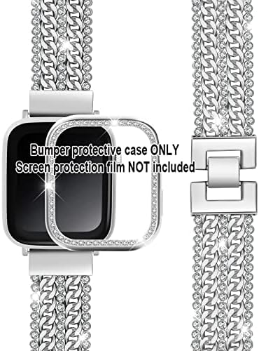 Cristais dztxyp e cadeias de metal de cowboy compatíveis para bandas de pulseira Apple Watch com caixa de proteção Bling 38mm