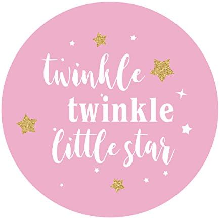 Magjuche 2 polegadas Pink Star Star Stars, chá de bebê de menina ou festas de aniversário para crianças, etiquetas de adesivos de círculo, 40 pacote