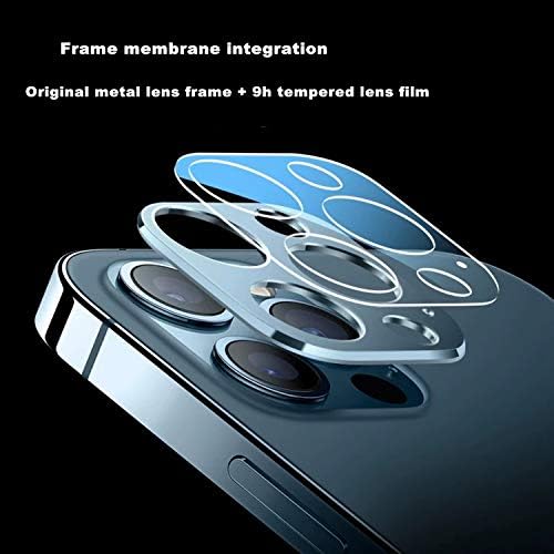 Protetor de lente da câmera HyAizlz compatível com iPhone 12 Pro Max Câmera capa de capa de metal com vidro temperado 12 Protector