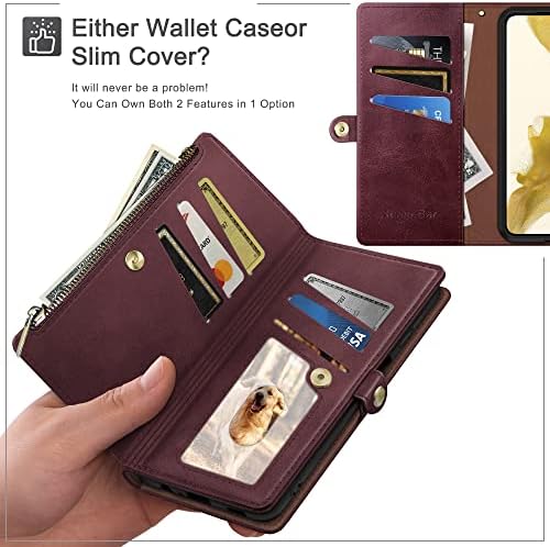 XCaseBar para Samsung Galaxy A13 5G Caixa de carteira com zíper 【Bloqueio de RFID】 Titular do cartão de crédito, Flip Folio