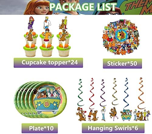 Cartoon Dogans Decorações de festas de aniversário temáticas para crianças incluem banners, pratos, toppers de cupcake, redemoinhos pendurados, adesivos, balões, material de festa temática de anime para 2-9º meninos e meninas