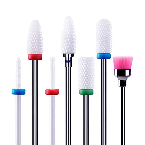 Melodysusie Professional Unhas Brill - 30000 RPM Recarregável exercícios de unhas portáteis com 6 bits e lixando, pedaços de perfuração de unhas de cerâmica Conjunto 7pcs, para acrílico Gel Nails Shape Carve Polish Manicure