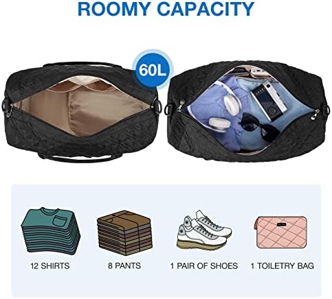 Bolsa de viagem, Bagsmart 60L Large Duffle para homens que as mulheres carregam no Weekender Saco Overnight com compartimento de sapatos,