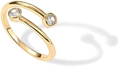 Pavoi 14K Gold Plated CZ Bypass Ring | Anel de diamante simulado BTY | Anéis de empilhamento para mulheres