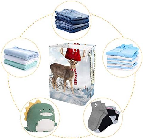 Deer Deer Presente de neve Ano novo As cestas de lavanderia do Ano Novo dificultam o banheiro de meninos adultos para crianças adultas em quartos 19.3x11.8x15.9 em/49x30x40.5 cm