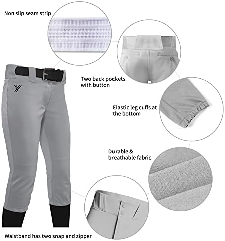 YouPer calças de softball de elite de elite feminina de teto para mulheres adultas
