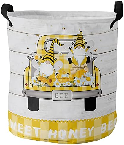 Caminhões rústicos cargas de gnomos Mel abelha grande cesta de lavanderia, cesto de roupa à prova d'água para roupas