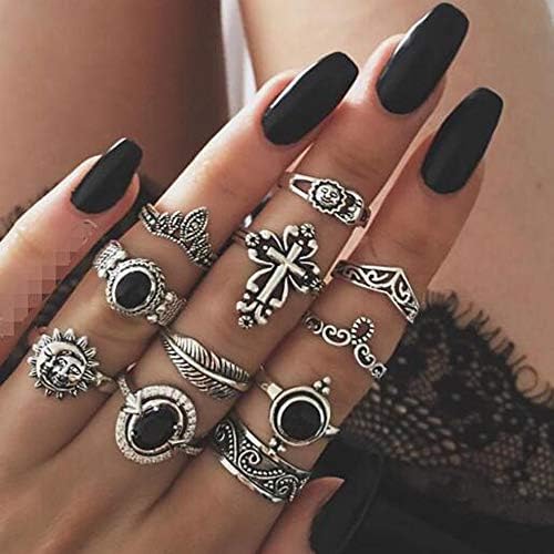 Yertter vintage multi rings define o anel de junta de dedo anéis midi rings define vários anéis para adolescentes meninas