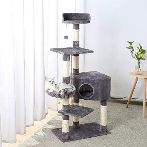Miwaimao entrega rápida entrega doméstica Pet Tower Tower Condoming House Scratcher Post Toy para gato gato de gato pulando brinquedo com ladder tocando árvore, amt0030bg, xl