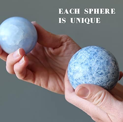 Cristais de cetim azul esfera de calcita cura Bola de cristal de pedra 6,25-6,5 polegadas