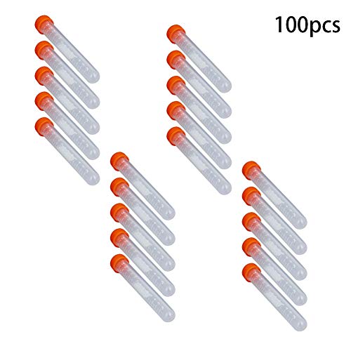 Aicosineg 100pcs 15ml Plastic Centrifuge Storage Tubo de centrífuga líquida com tampa de snap para amostra Laboratório Escolar Educacional Marca Microcentrífuga Round Bottom Storage Limpe