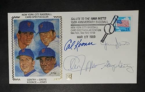 1969 Mets assinou 1989 Cache Gentry, Grote, Jones, Koonce JSA Certified Autograph - MLB Cut Signature