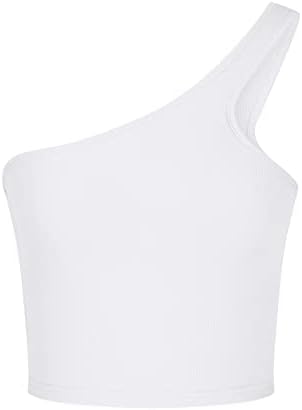 Mrgiinri feminino tops 2023 Summer moda um ombro tanque de ombro tanque de colheita coletiva malha casual com nervuras camisetas
