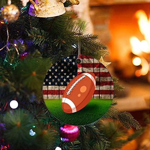 Cheyan Football EUA Bandeira Ornamento de Natal, Ornamento de Árvore de Natal para Decoração de Casa de Natal Fãs do Esporte Presentes Porcelana Ornamento de Natal Ornamento