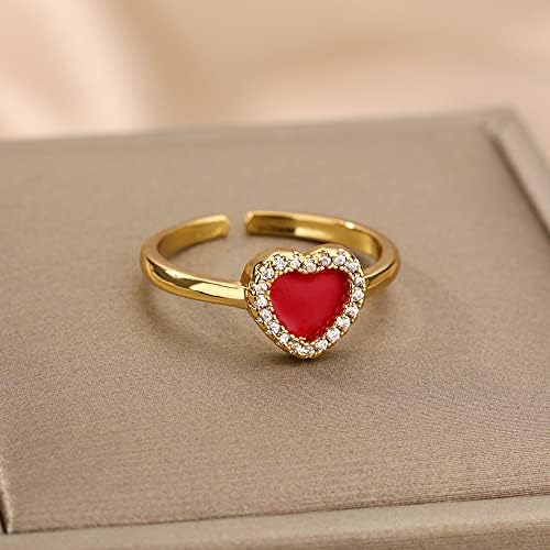 Loyjoy vintage esmalte o amor coração anéis abertos para mulheres resina epóxi colorida jóias de tendência de tendência anilos - jz2622g