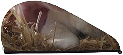 Toalha de secagem de cabelos impressos de porco de coelho uau com botão, toalha de cabelo de microfibra, chapéu de cabelo