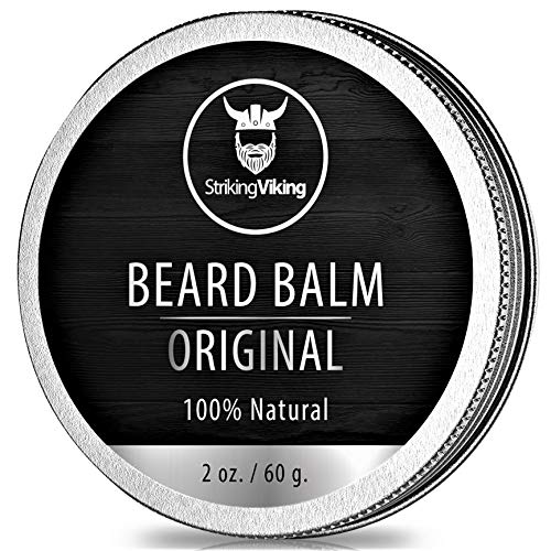Bálsamo de barba sem perfume Viking Viking - Estilos, fortalece e suavizam barbas e bigodes - condicionador natural de barba com manteiga de karité orgânica, árvore de chá, argan e jojoba oleosos