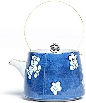 Pote de chá de chá de ervas Cerâmica Indigo Glaze Gelo Crack de café Tule de café Conjunto de chá de chá pintado à mão Bule de chá