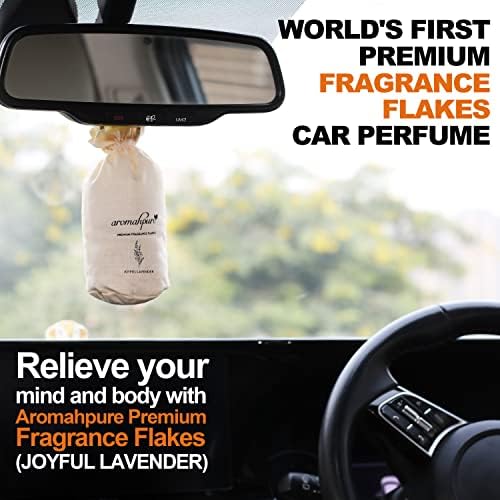 Flocos de fragrâncias de perfume premium de carros de aromahpure - Lavanda alegre, reflexo de ar de luxo de carro feito organicamente com óleo essencial, grãos e flocos - 50 gm, perfumado por 30 dias.