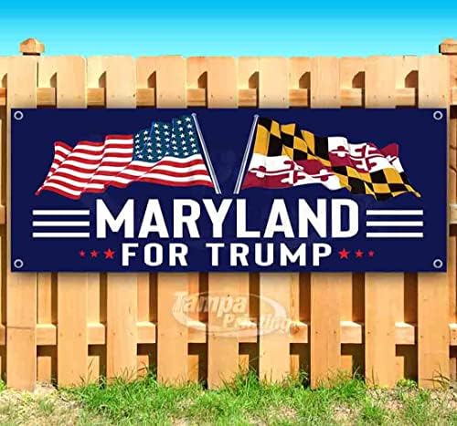 Maryland para Trump Banner 13 onças | Não-fábrica | Vinil de serviço pesado unilateral com ilhós de metal