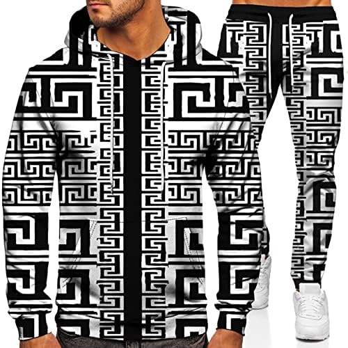 Urvip unissex 3D Digital Sweatshirt e Sweatpols Stripe Rodty Pattern Pattern Suit de 2 peças roupas