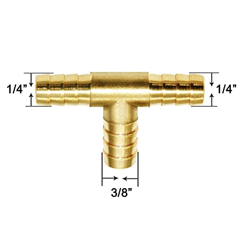 Joywayus 1/4 x3/8 x1/4 Mangueira de ID Reduce Barb Tee de 3 vias ajuste de união interseção/divisão água de latão/combustível/ar