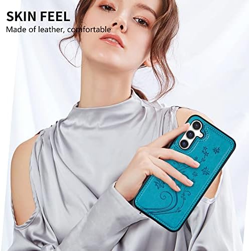 YWKJ Compatível com a carteira Samsung Galaxy A14 5G Caixa com caça de proteção de couro com relevo de borboleta com ranhura