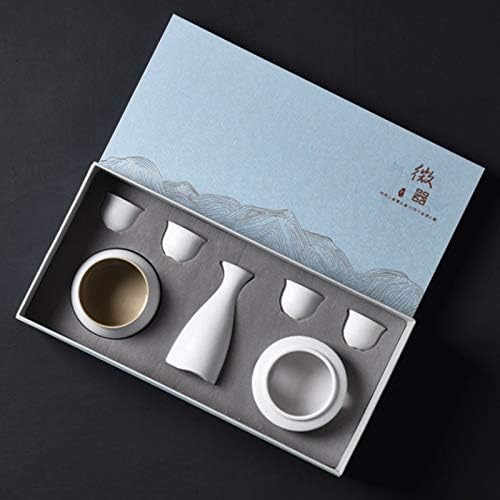 LHH Sake Set com xícaras de saquê de cerâmica mais quentes 7pcs incluem 1 fogão 1 tigela de aquecimento 1 garrafa de saquê