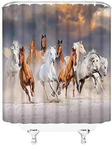 Corta de chá de chuveiro ocidental uozxoml Os cavalos são executados em cortinas de banheiros de mata -casas agrícolas para